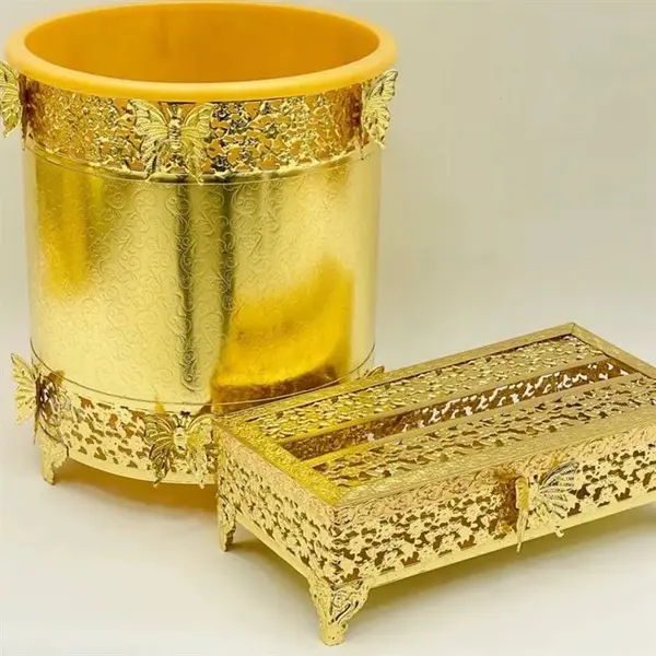 ست سطل و جای دستمال کاغذی مدل پروانه - 3