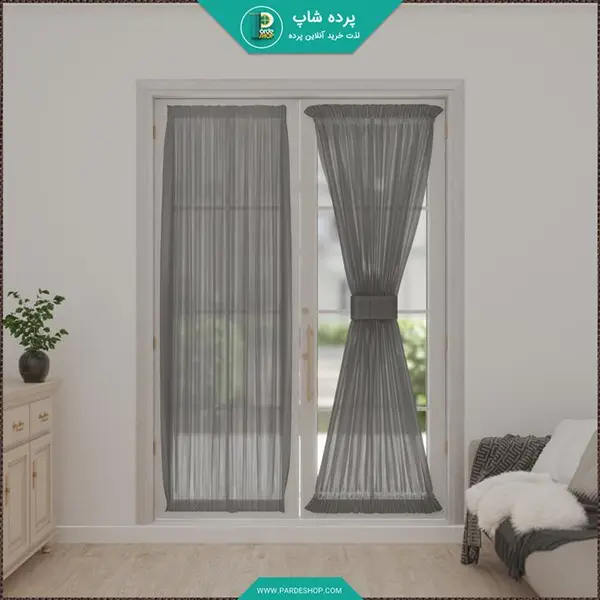پرده پشت پنجره ای جنس حریر مات رنگ مشکی - 2