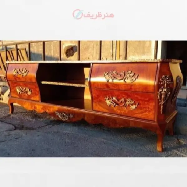 میز تلویزیون با چوب روس درجه یک و رنگ چند لایه پولیشی کد 0a-381 - 2