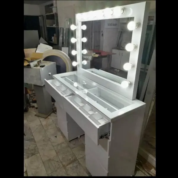 میز آرایشی مدل ویکتوریا 10 کشو با آیینه هالیوودی با دستگیرهMDF - 2