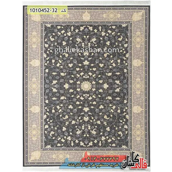 فرش طلاکوب 1500 شانه طرح افشان اسپادانا کاشان گل برجسته - 2