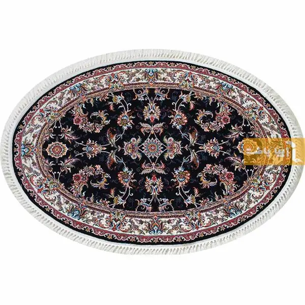 قالیچه سورمه ای بیضی 1/5 در 2/25 فرش 700 شانه صد در صد نخ اکریلیک طرح افشان صبا - 5
