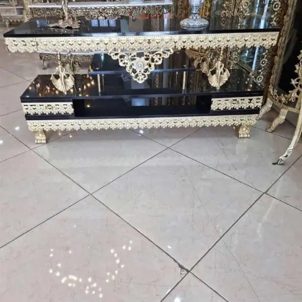 میز تلویزیون، آلومینیوم درجه 1 با روکش برنز کد honar020