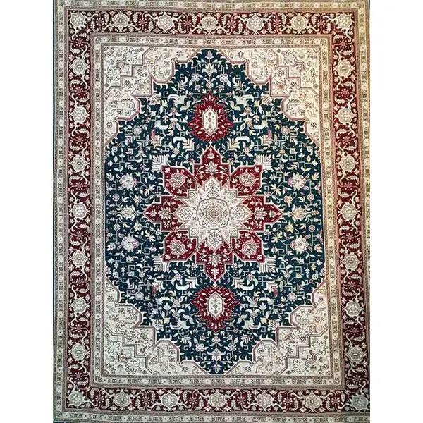 فرش دستباف قالیچه3 متری هریس کرم تبریز - 4