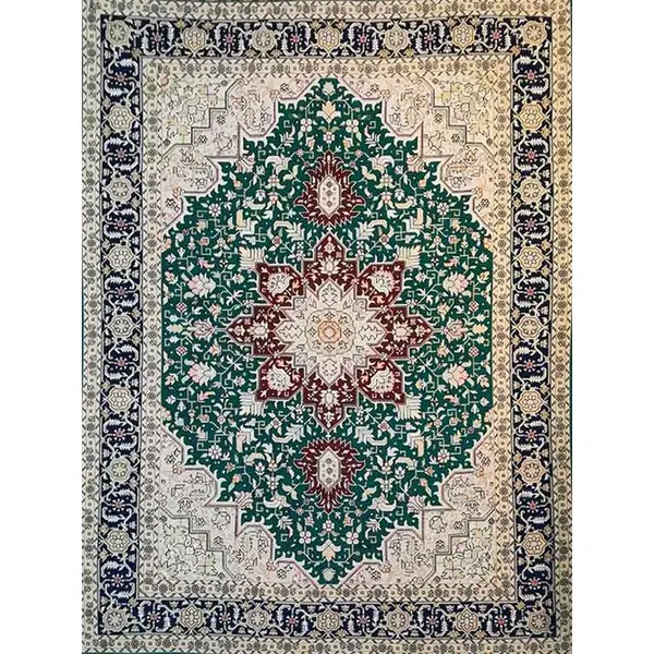 فرش دستباف قالیچه3 متری هریس کرم تبریز - 5