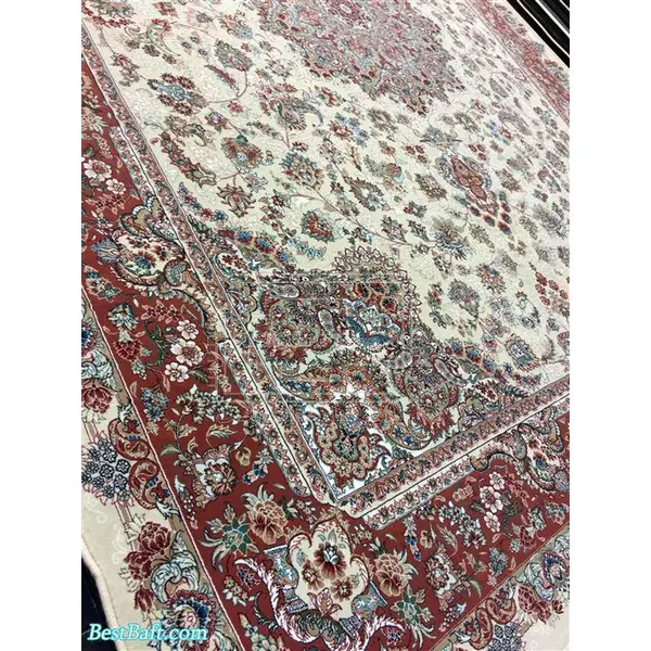 فرش مشهد 700 شانه کد 702033 کرمی - 2