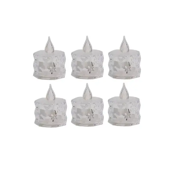 شمع ال ای دی مدل کریستالی شفاف طرح Diamond مجموعه 6 عددی - 2