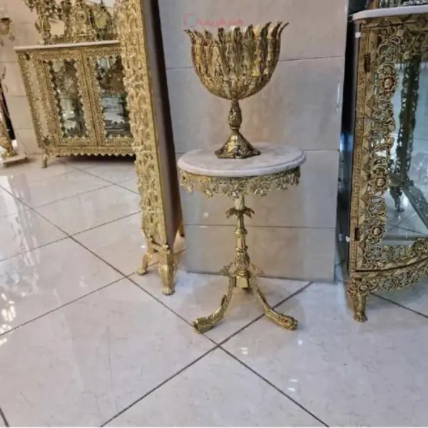 میز تلفن برنجی، مدل سه پایه ماهی کد honar923 - 2