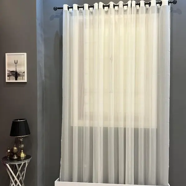 پرده مدل پانچی حریر ساده کد k21 سایز 140x275 سانتی متر - 2