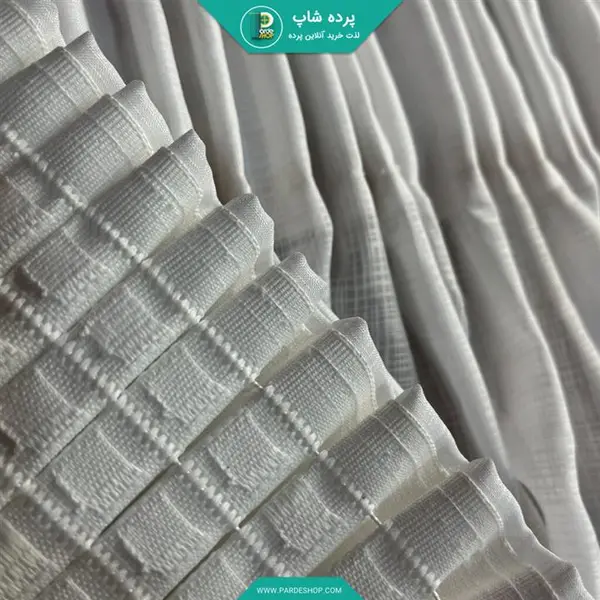 پرده تور کتان مات مدل چین دار همراه دوخت و نوار (دارای رنگبندی) - 2
