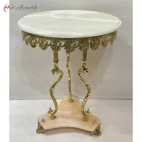 میز خاطره گرد و پایه سنگی مرمر، طرح ستون اژدها - 2