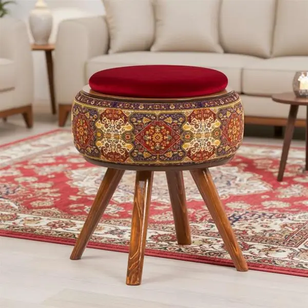 میز عسلی گرد مدل نقش طرح ترکمن - 2