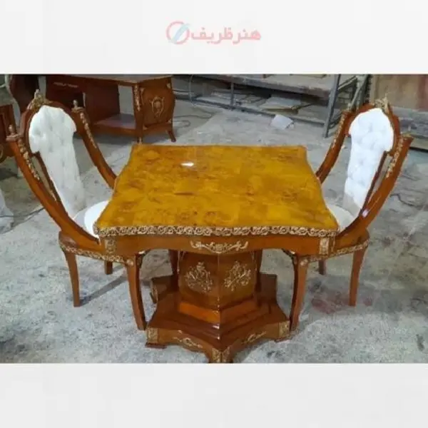 میز ناهار خوری 2 نفره معرق کاری شده کار شده با چوب روس و رنگ درجه یک - 2