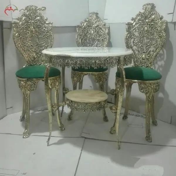 میز غذا خوری 4 نفره برنزی طراحی جدید و به روز با رنگ طلایی و رنگ رویه به انتخاب مشتری - 2
