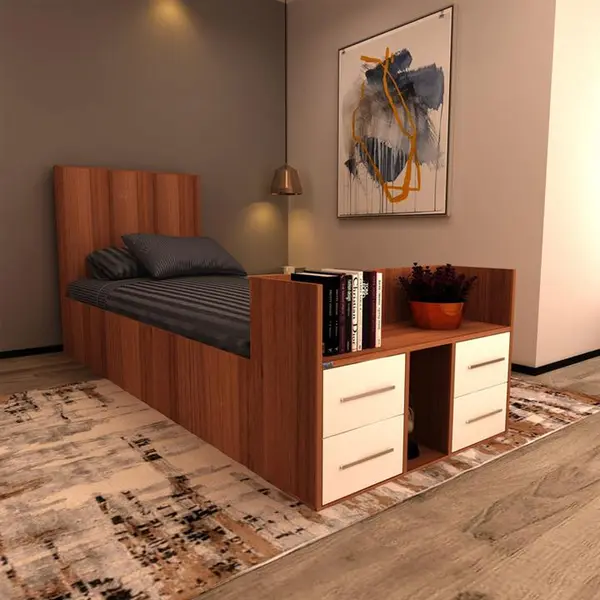 تخت خواب یکنفره اعیان مدل FH362 سایز 90x200 سانتی متر کاتن مدل 1588 - 2