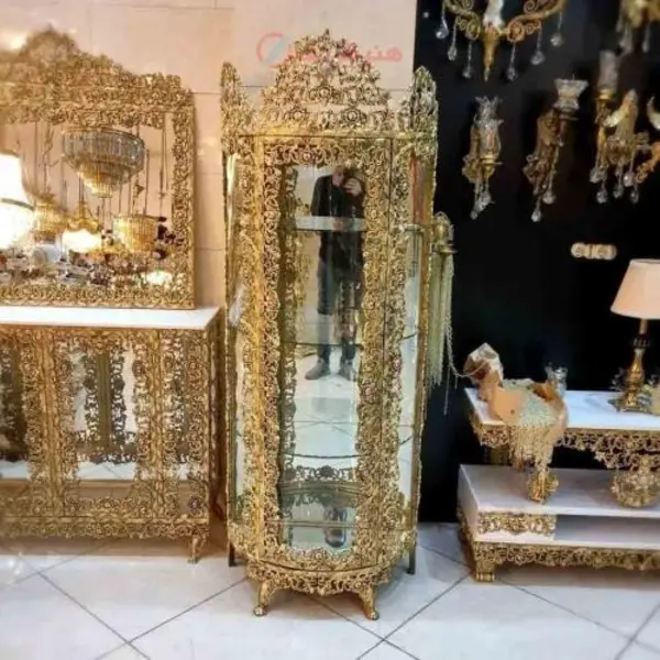 بوفه با روکش برنز ورق ضخیم، طرح گل سرخ کد honar029 - 3