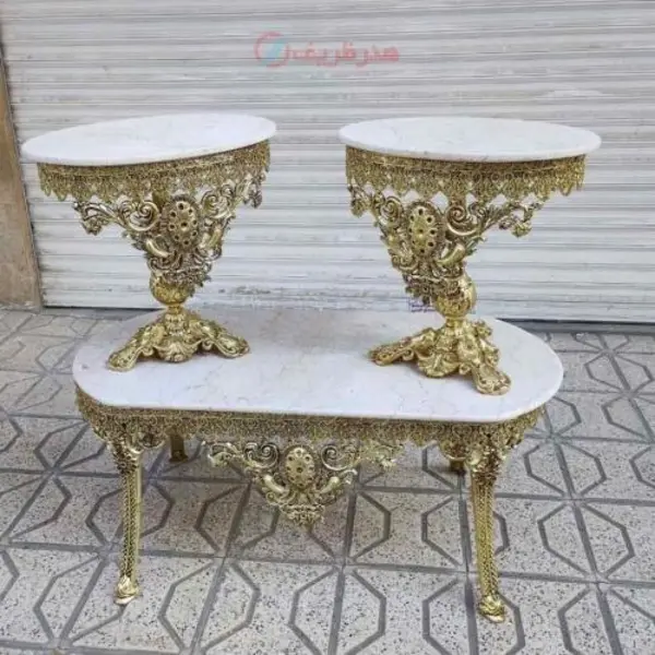 جلو مبلی ۳ تیکه آلیاژ آلومینیوم آبکاری برنج کد honar15 - 3