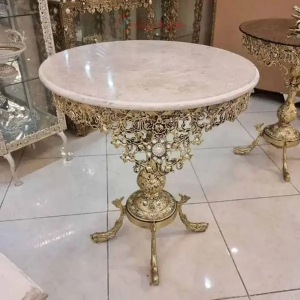 میز خاطره با روکش برنز، صفحه سنگ کد honar305