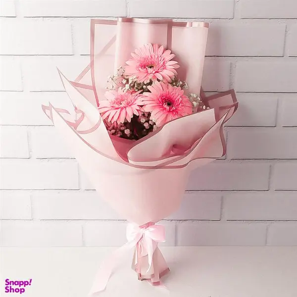 دسته گل طبیعی ژربرا و عروس مدل نیاز - 2