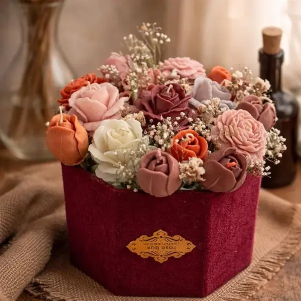 باکس گل شمعی با تم پاییزی