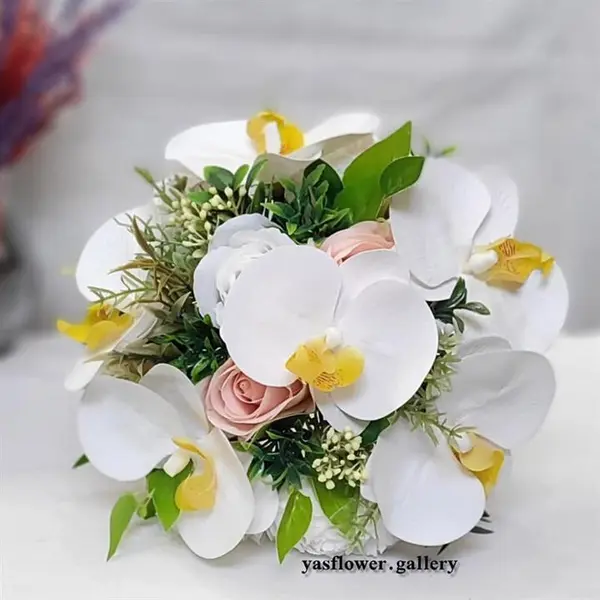 دسته گل عروس رز و ارکیده - 3