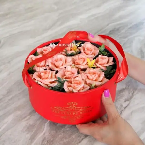 باکس گل گرد مدل بهاری رنگ قرمز - 2