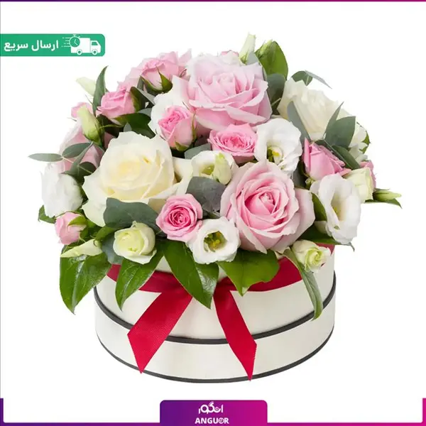 باکس گل رز و لیسیانتوس تم سفید، صورتی - 2