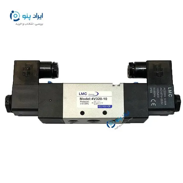 شیر برقی پنوماتیک 2-5 3/8 دو بوبین ال ام سی 24 ولت 4V320-10 LMC - 2