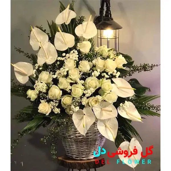 سبد گل سفید 330 - 2