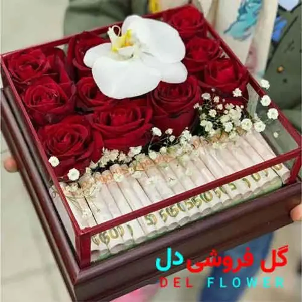 باکس گل رز با پول 428 - 2