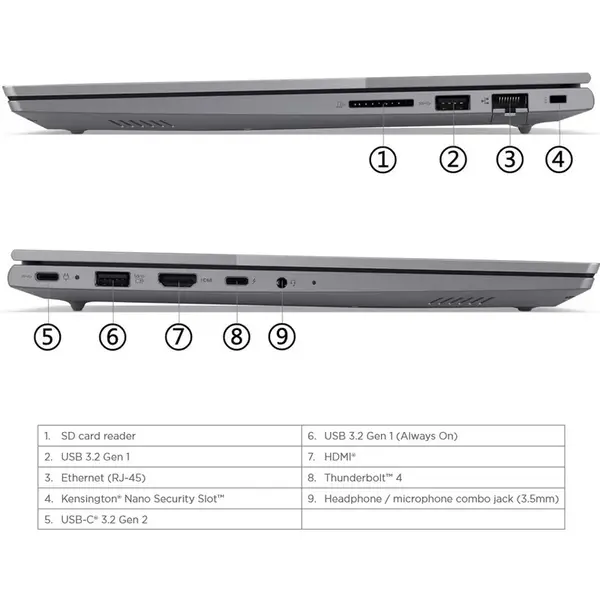 لپ تاپ 16 اینچی لنوو مدل ThinkBook 16 G6 IRL-i3 1315U-8GB DDR5 5200MHz-512GB SSD-IPS-Backlit-Fingerprint - 6