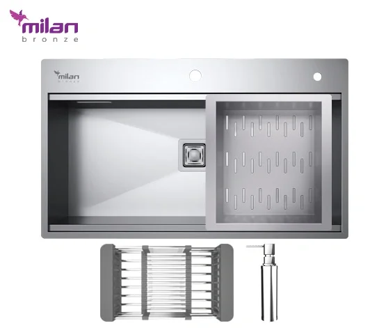 سینک ظرفشویی استیل باکسی توکار میلان برنز مدل 4090S01