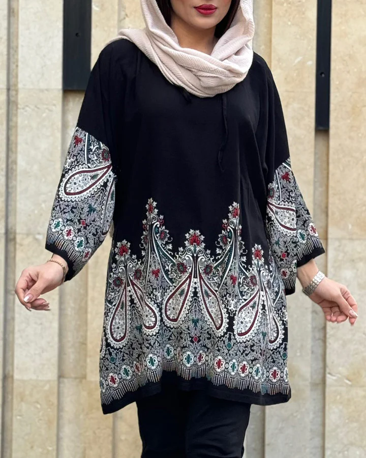 تونیک پلاس سایز بته جقه طرح اندونزی کد 1165