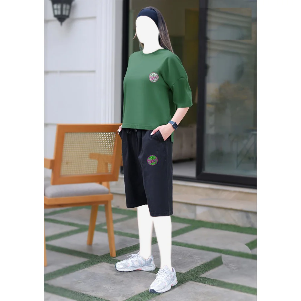 ست تیشرت شلوارک زنانه هاوایی کد 10268