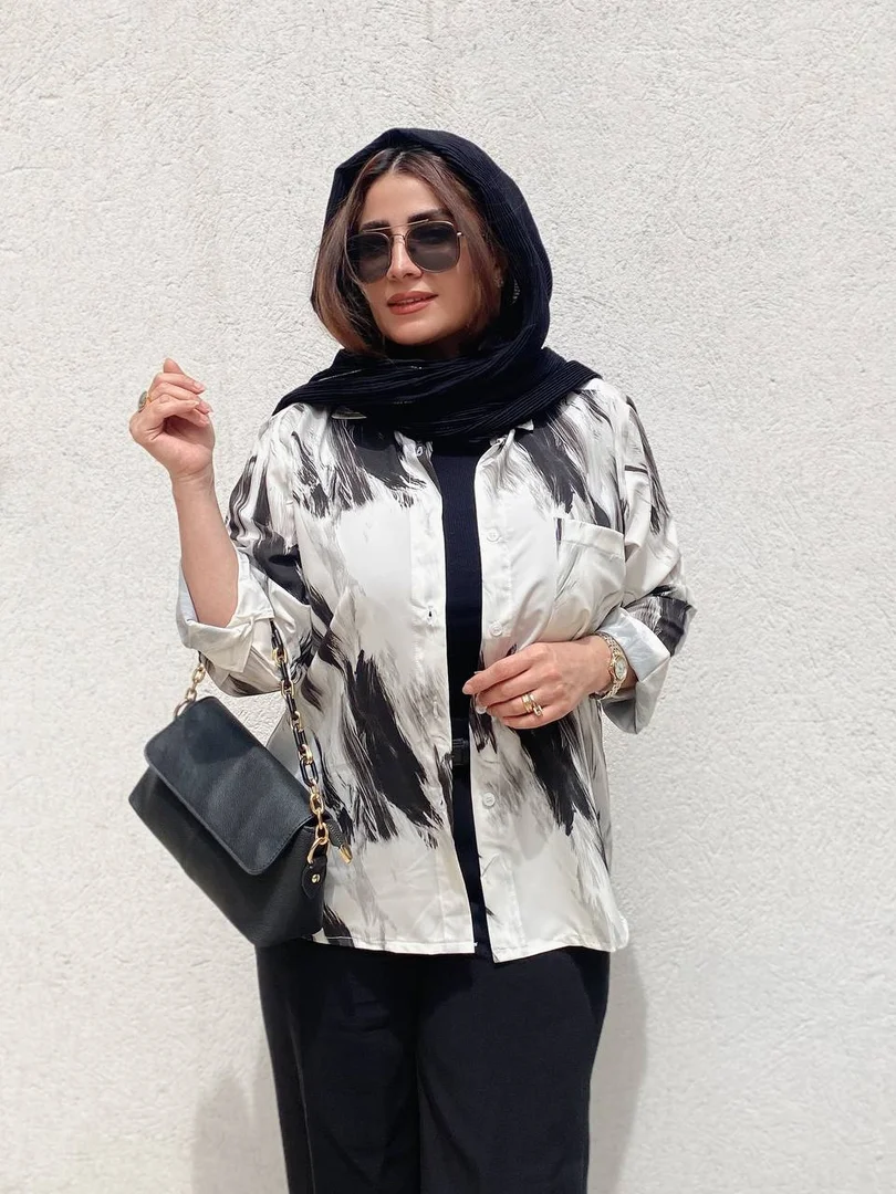 شومیز ساتن الیزه آبرنگی کد 0429