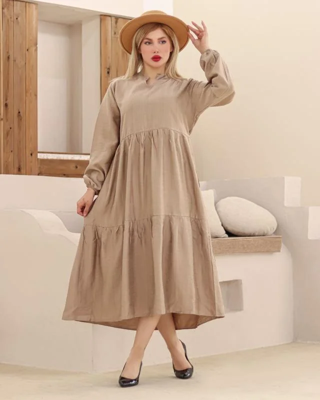 پیراهن ساحلی چین دار مانتو بلند کد 0435