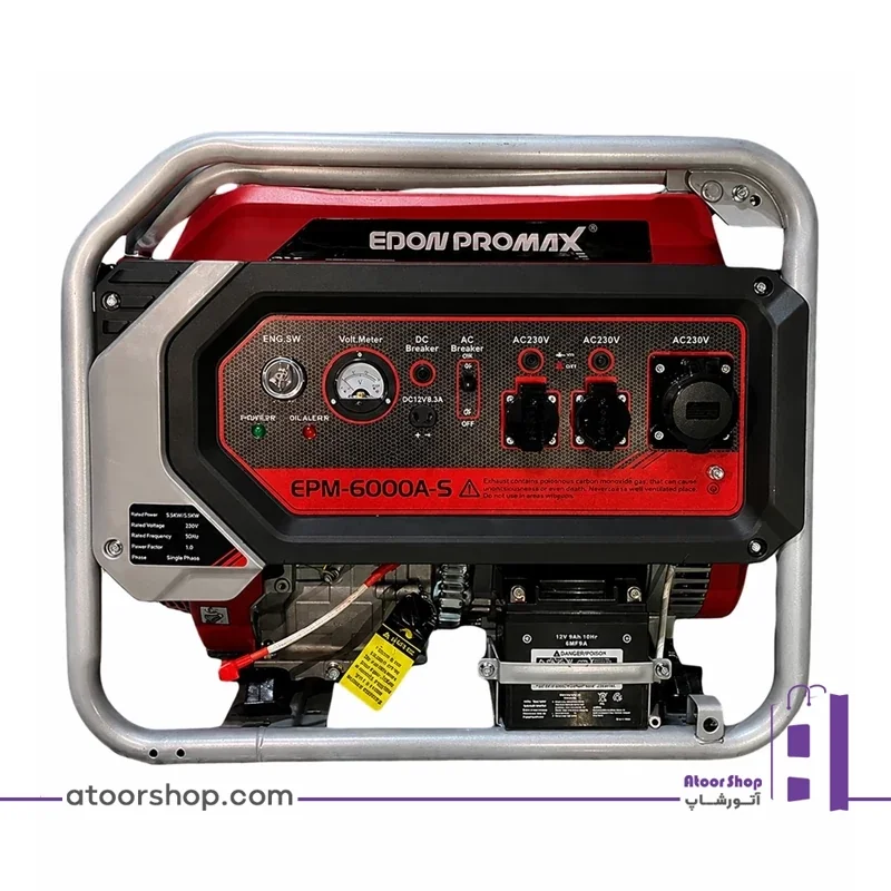 موتور برق 6 کیلووات 7hp اسب بخار استارتی بنزینی ادون EDON مدل EPM-6000A-S