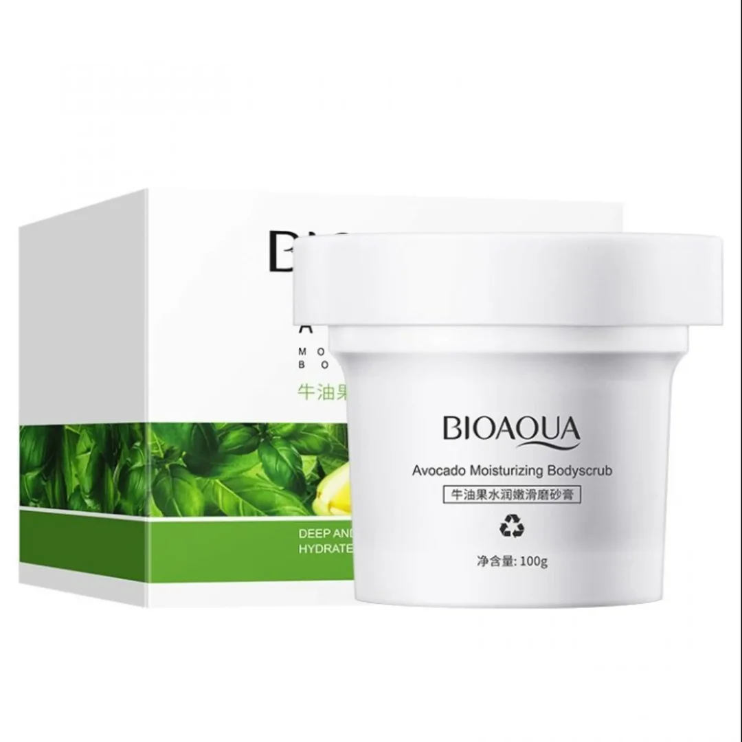 اسکراب لایه بردار پوست بایوآکوا مدل Avocado Moisturizing Body حاوی عصاره آووکادو حجم 100 میلی لیتر