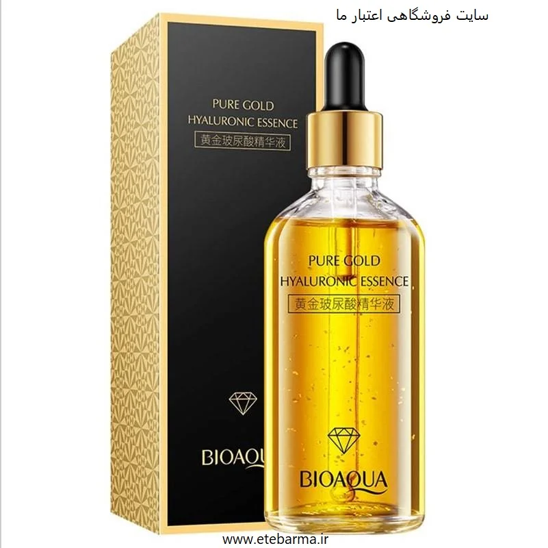 سرم صورت بایوآکوا مدل pure gold حاوی هیالورونیک اسید حجم 100 میلی لیتر