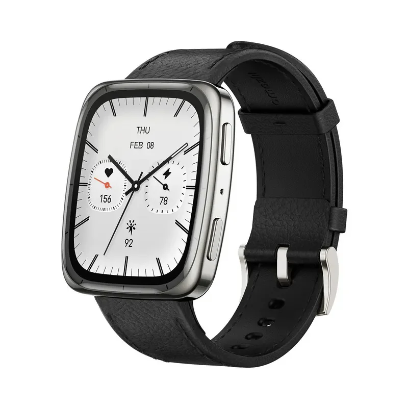 ساعت هوشمند 43 میلی متری امیزفیت مدل Active 2 Square با بند چرمی