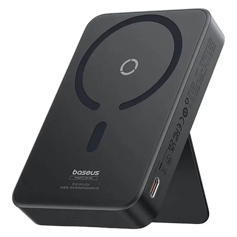 پاوربانک بی‌سیم 20 وات بیسوس مدل MagPro Magnetic Bracket 20w با ظرفیت 5000 میلی آمپر ساعت به همراه کابل USB-C به USB-C